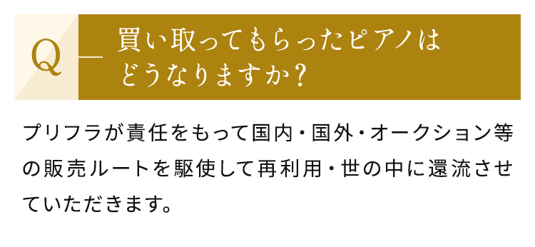 買い取ってもらったピアノはどうなりますか？